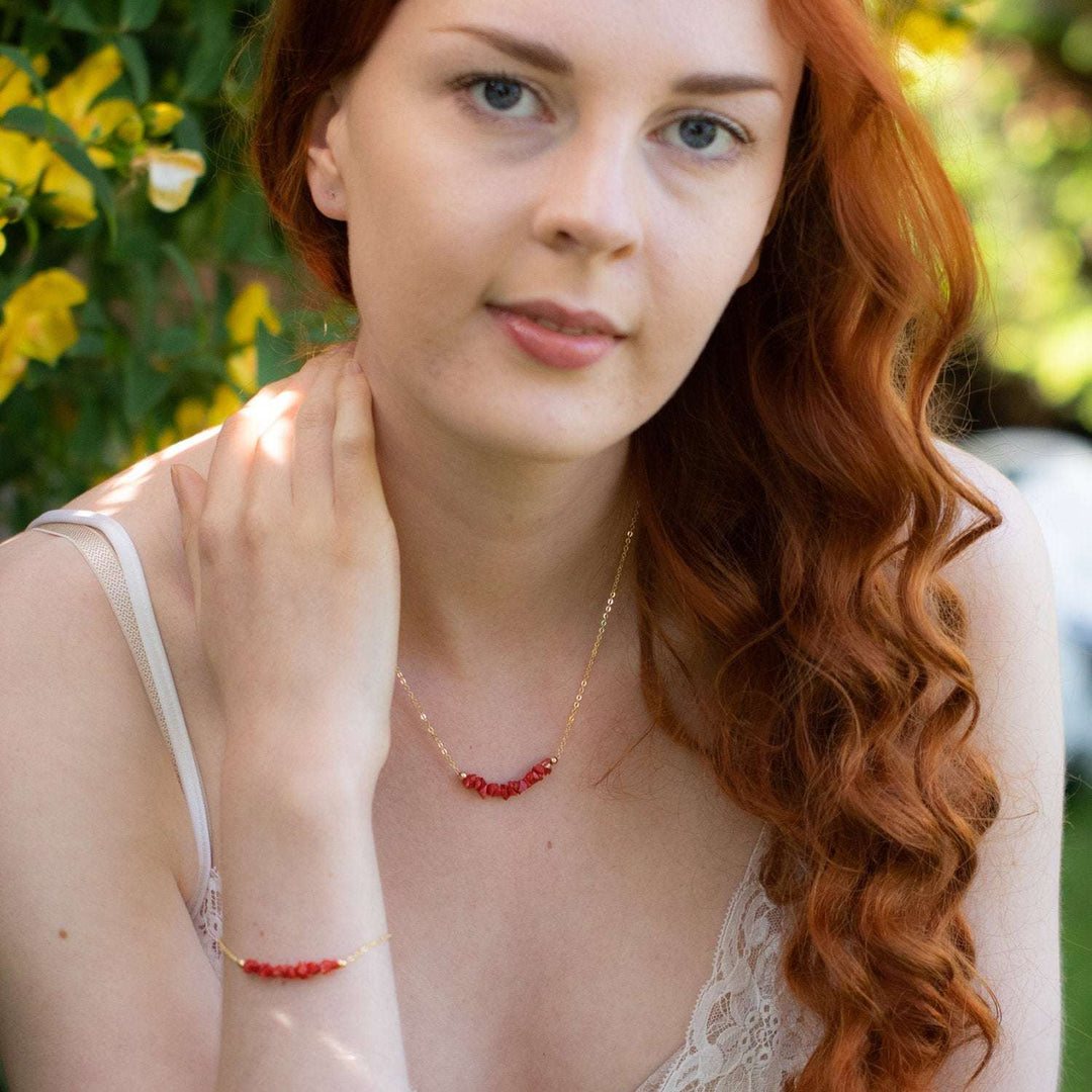 raw red coral necklace