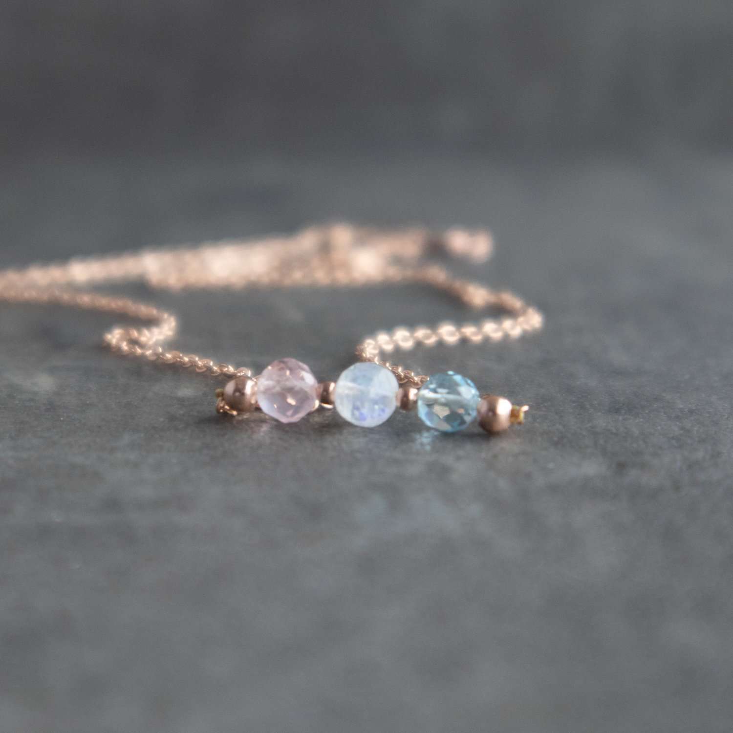 Fertility Necklace Aquamarine Moonstone Rose Quartz Jewellery Abiza