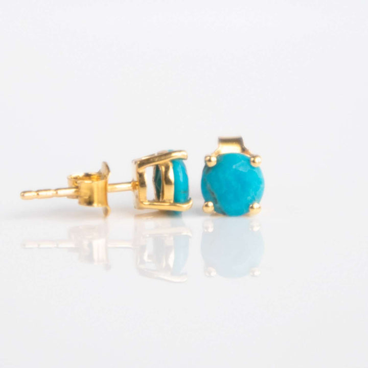 Turquoise Stud Earrings Gold
