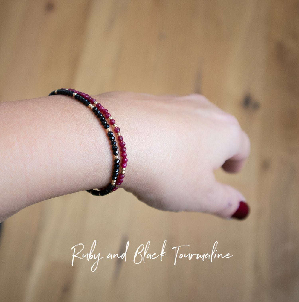 Black Tourmaline and Ruby Bracelets