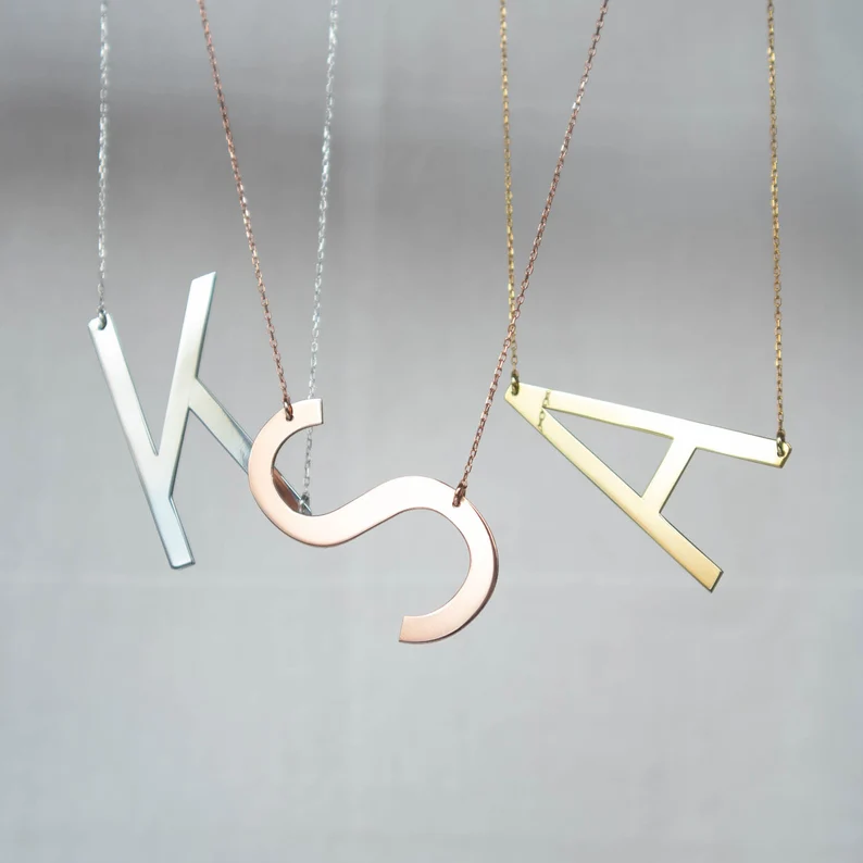 Sideways Large Initial Necklace Alexis Rose Necklace Abiza