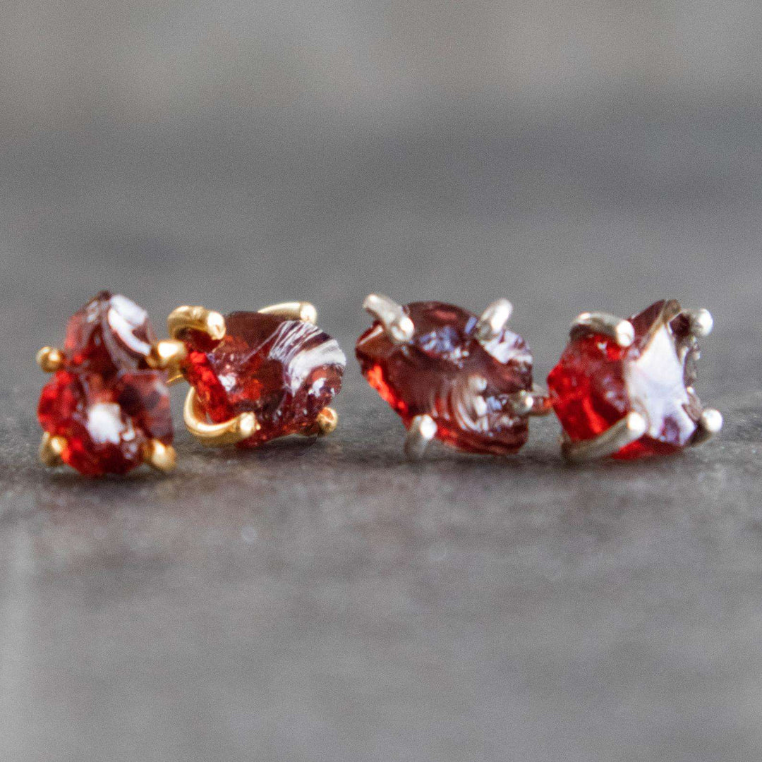 Raw Garnet Earrings