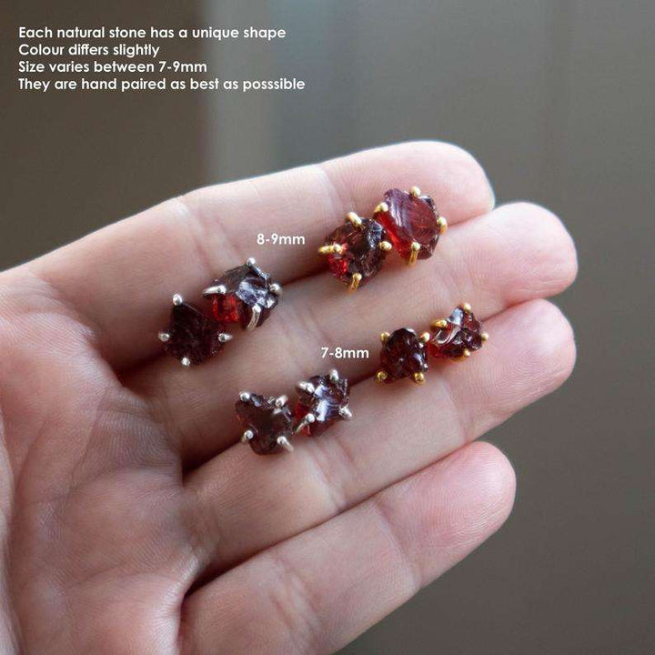raw garnet earrings