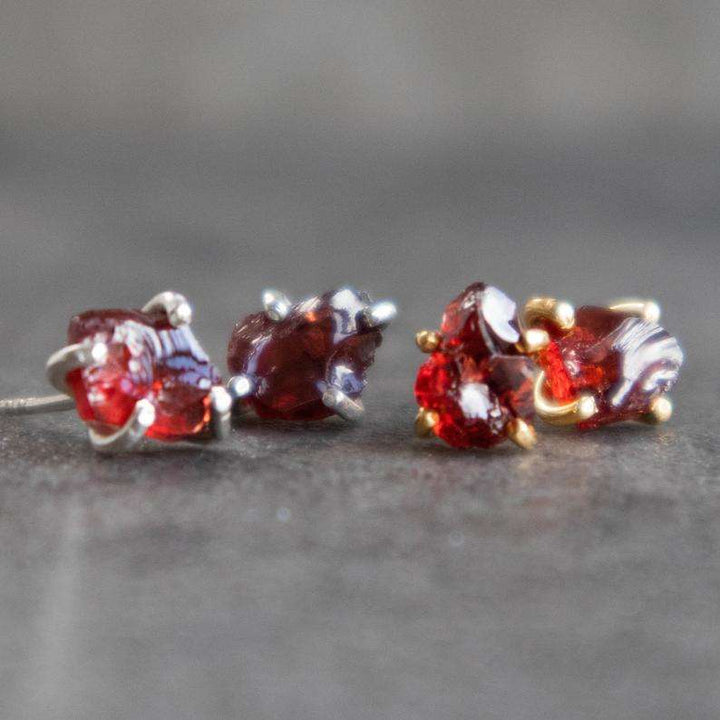 Raw Garnet Stone Earrings