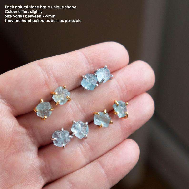 Raw Aquamarine Earrings March Birthstone – Abiza