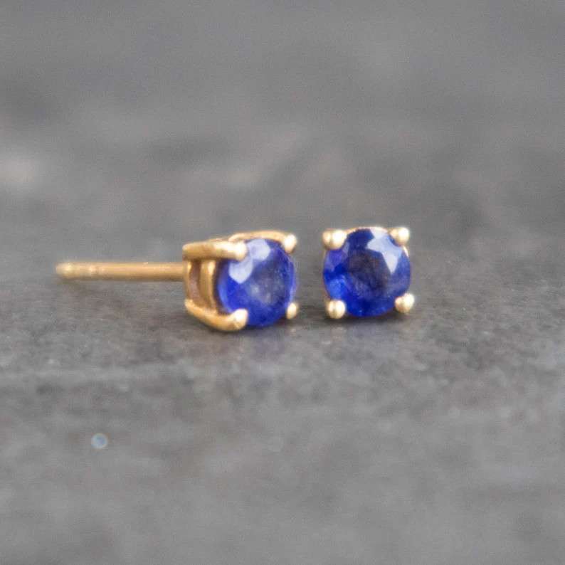 Gold Sapphire Stud Earrings