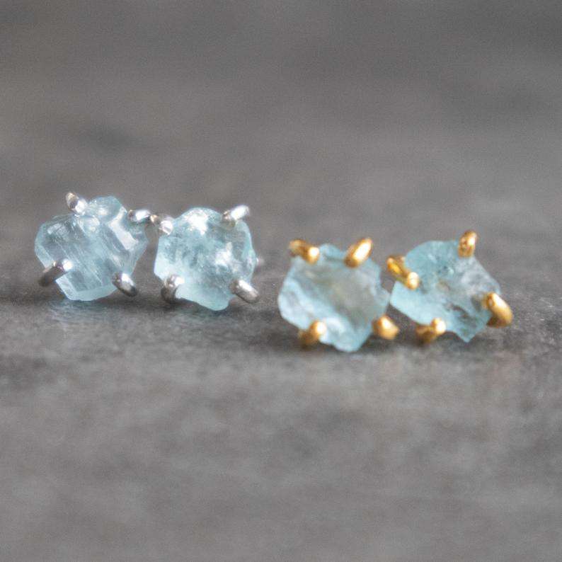 Raw Aquamarine Earrings March Birthstone Abiza