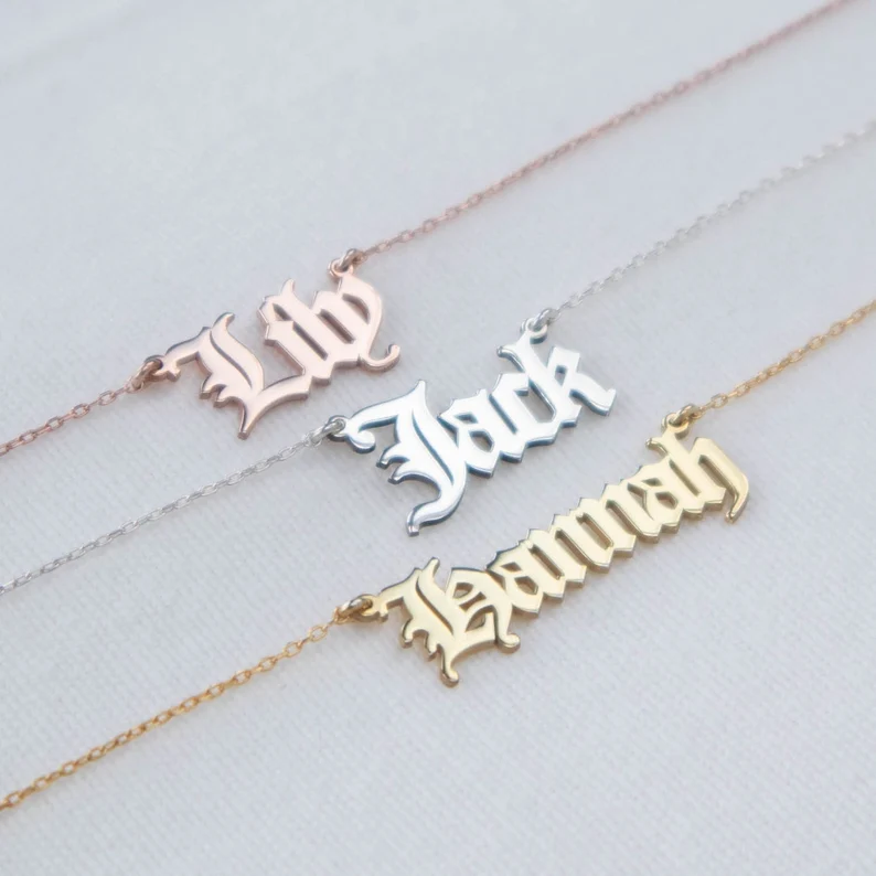 Old English Name Necklace