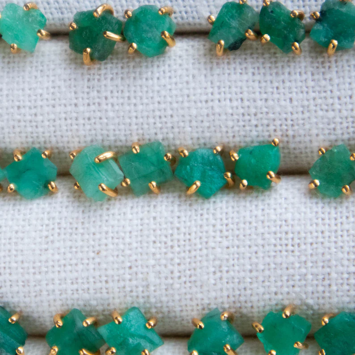 Raw Emerald Earrings