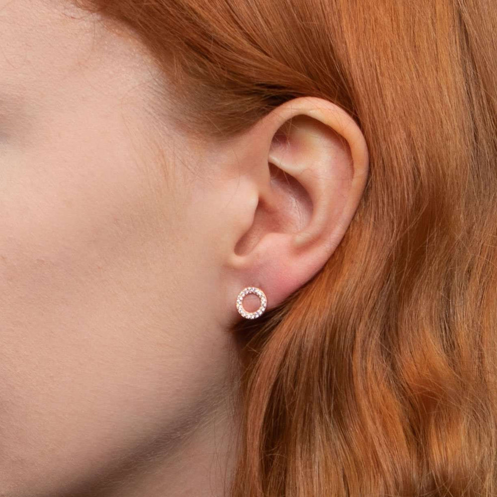 Diamond Open Circle Stud Earrings