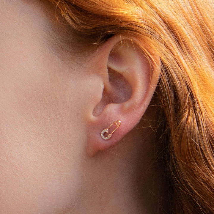 mini safety pin earrings