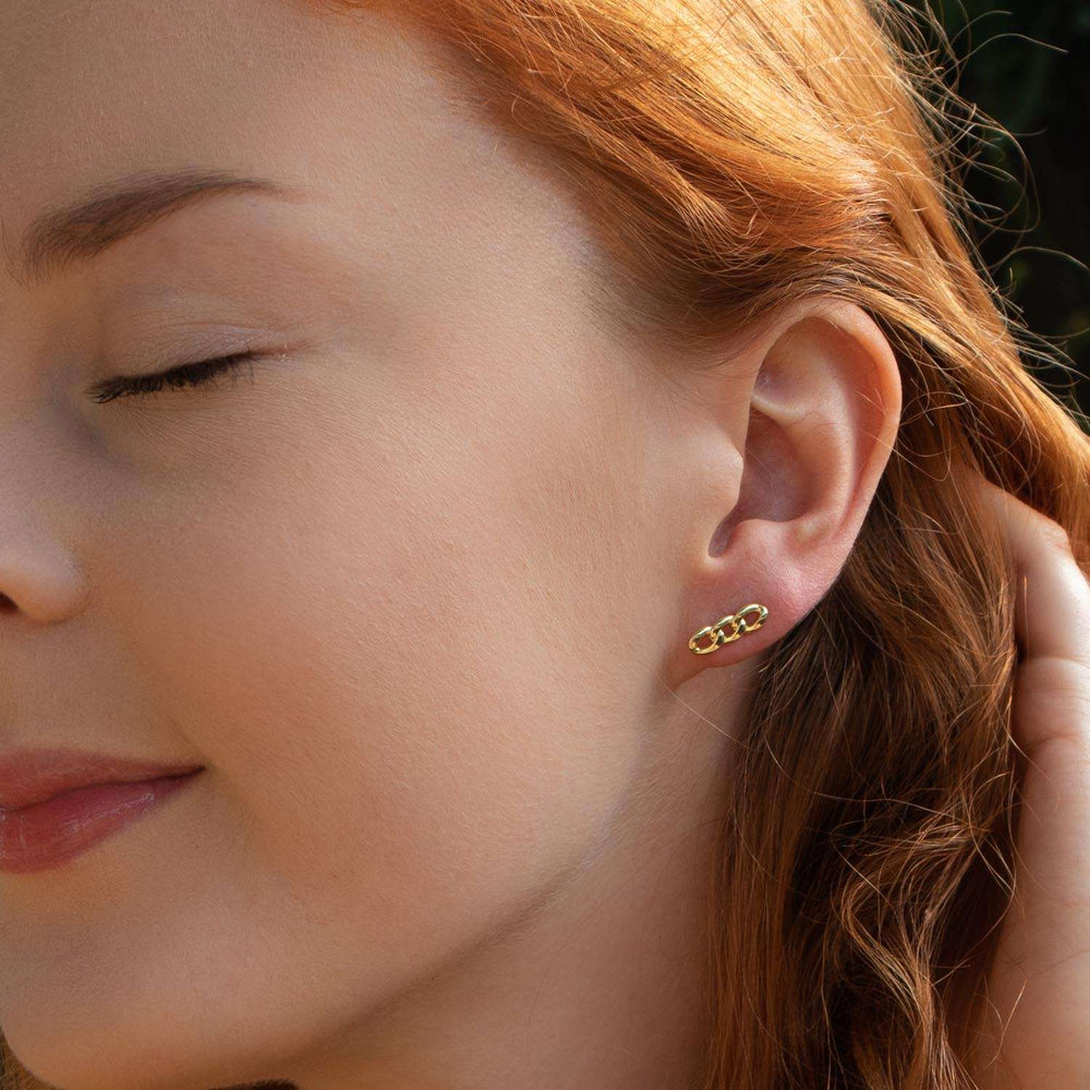 Curb Chain Stud Earrings