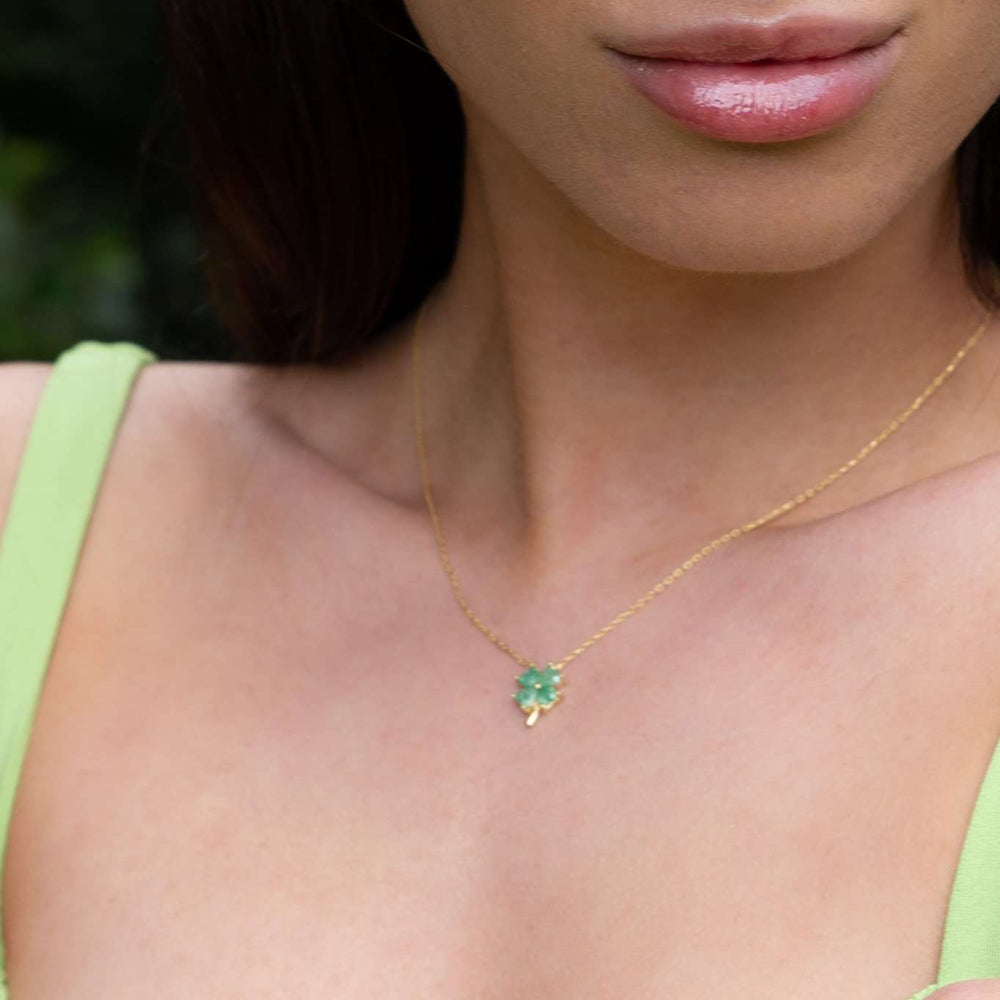 Green Four Leaf Clover Necklace
