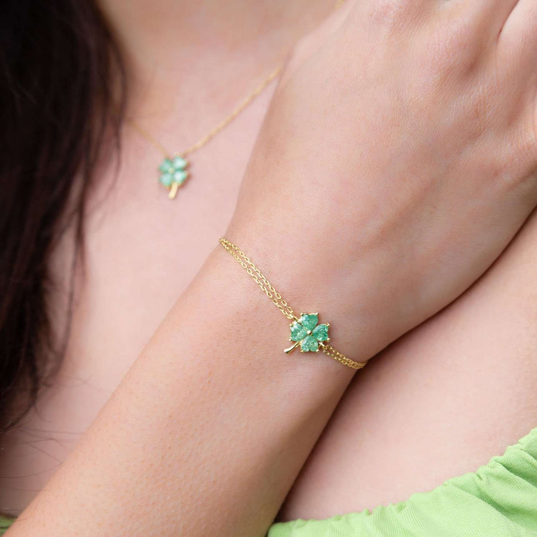 Green Four Leaf Clover Bracelet