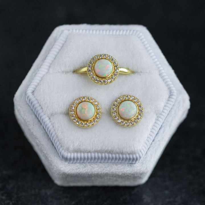Opal earrings and Ring
