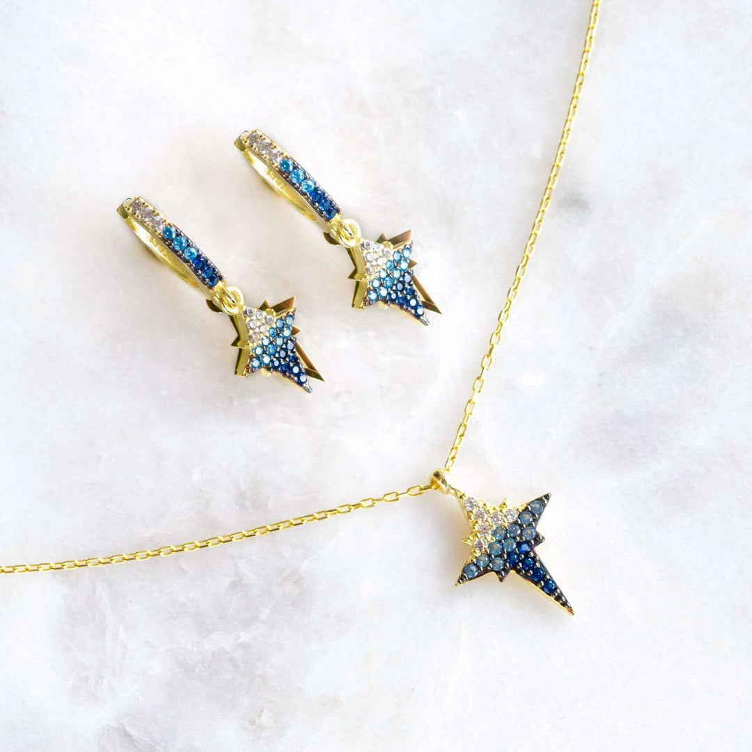 Gold Dangle Star Earrings